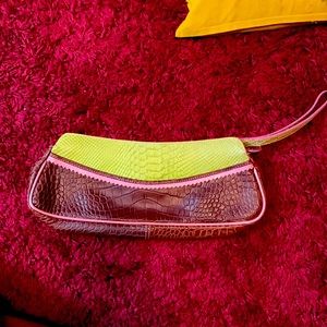 NWOT This CLAUDIA FIRENZE croc leather multi color clutch